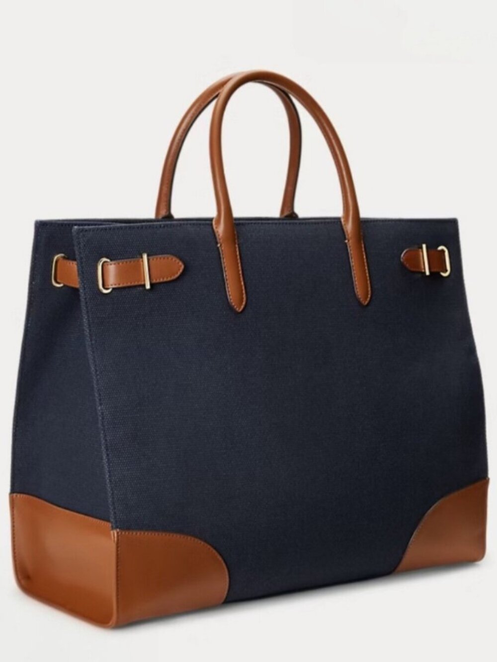 NWT Ralph Lauren Devyn Lg. Tote, Navy W/ Leather Trim MSRP $325